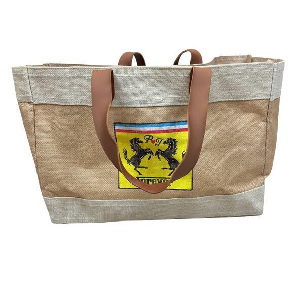 Aviator Nation Forever PF Horse Painted Market Bag Grocery Tote Rare - Picture 1 of 11